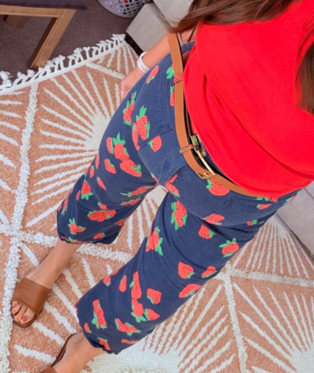 Maeve The Colette Cropped Wide-Leg Pants in Strawberry Linen Edition Size 26